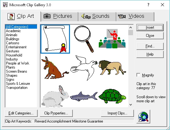 Get Clip Art Clip Gallery 3 0 For Office 97 Working With Windows 10 Dan S Things