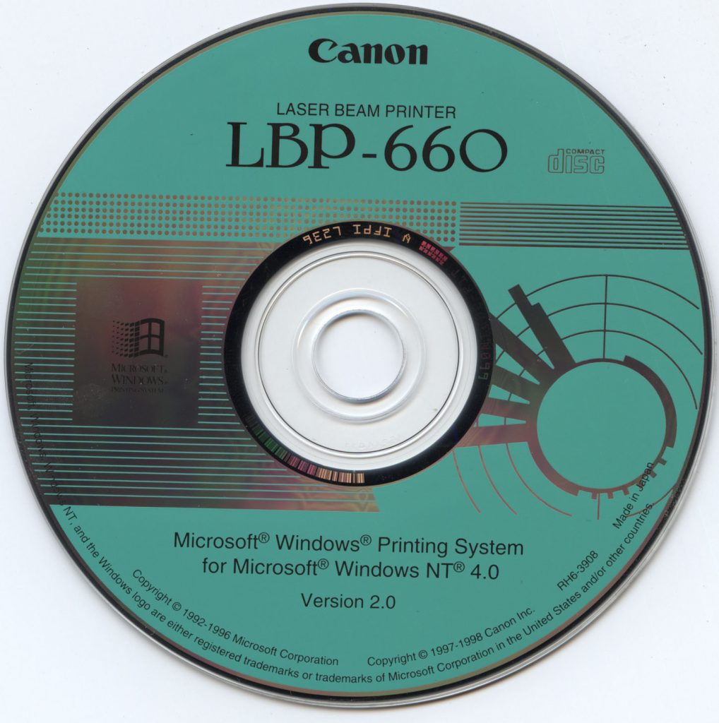 Canon LBP-660 Version 2.0 Driver CD-ROM (PN: RH6-3908 ...