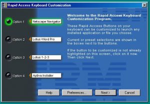 IBM rapid access keyboard open on the main customization screen.